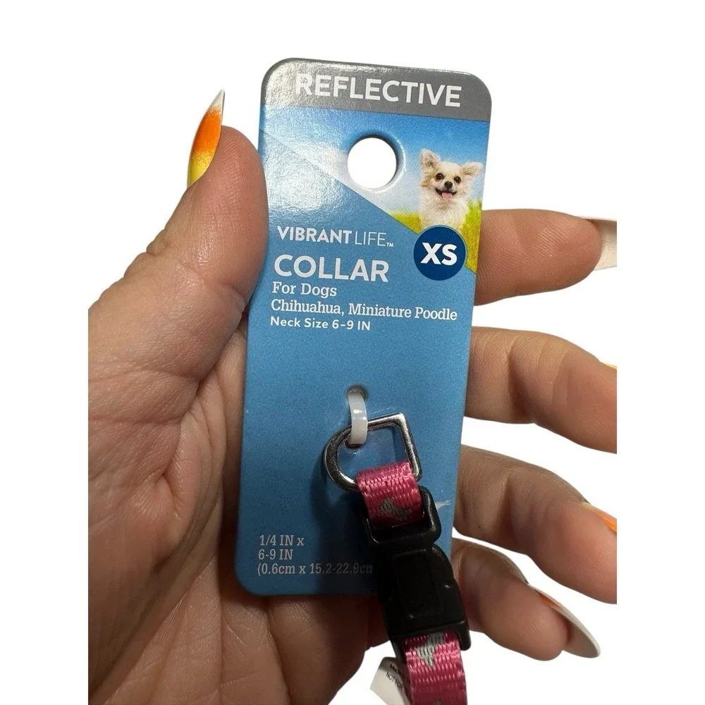 VIBRANT LIFE dog collar SIZE XS extra small neck size‎ 6-9 inch reflective